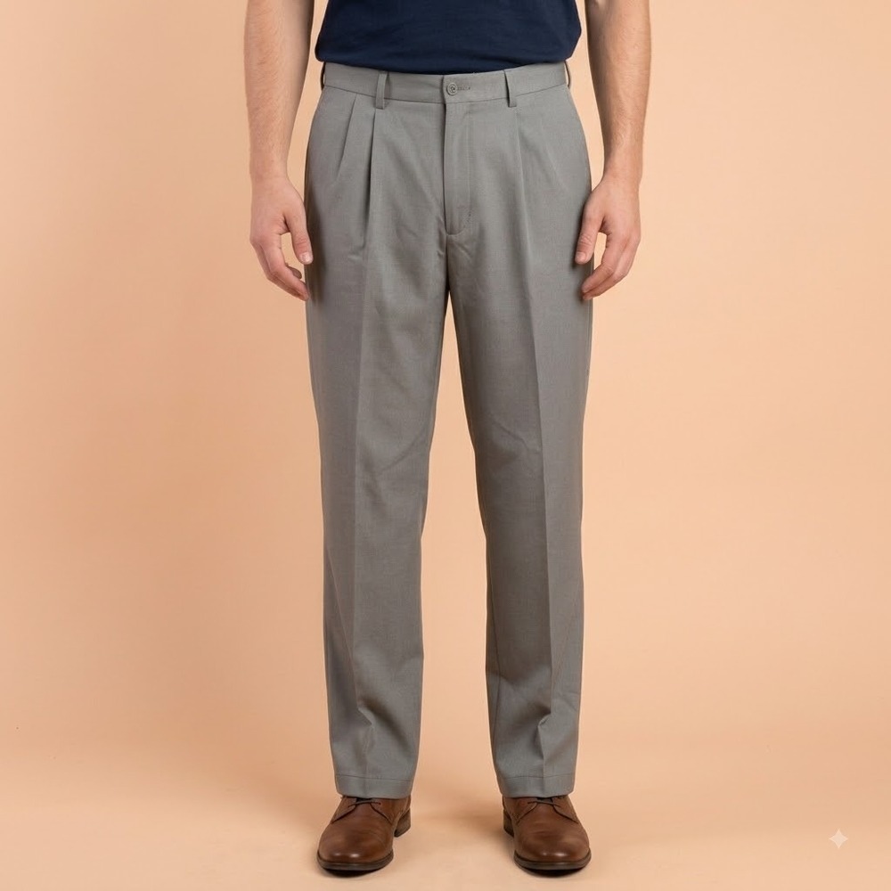 Haggar Dress Pants Men's 36x32 Gray‎ Classic Fit Flat Front